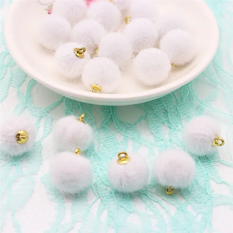 15mm Imitation Mink Fur Ball Pendant Earrings Necklace Pendant Earrings Bag Accessories Manual DIY Parts 60pcs 240pcs