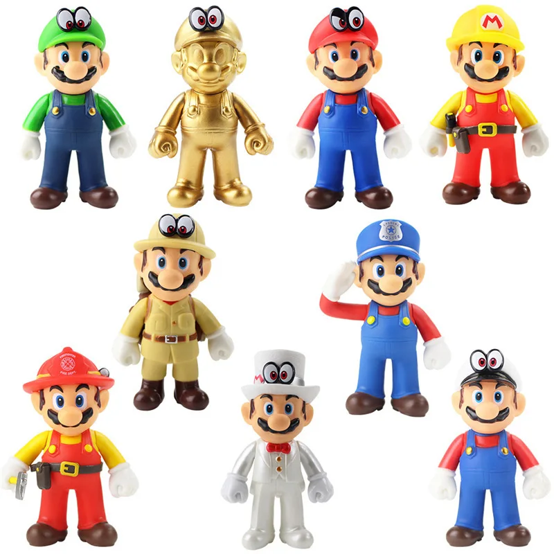 MINISO Super Mario Action Figure Bowser Princess Peach Anime Game All Star Collection Model Toy for Children Birthday Gift