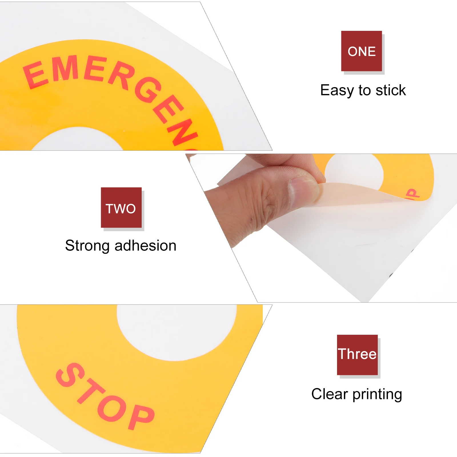 8 Pcs Emergency Stop Warning Label Equipment Decal Stickers Car Sign Outdoor Work