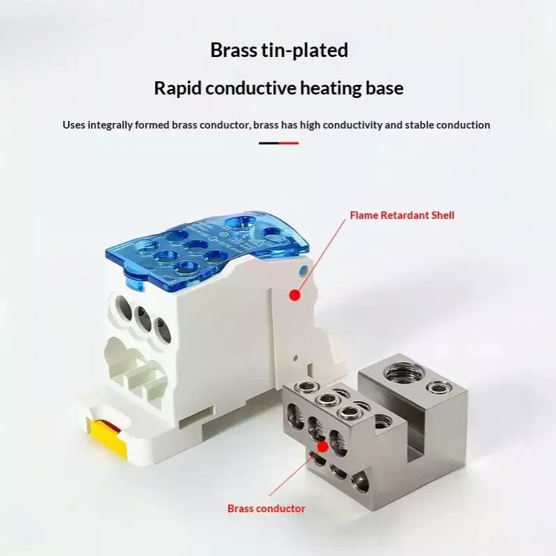UKK Din Rail Terminal Block Power Distribution Box 80A One In Multiple Out Electrical Wire Junction Box Split