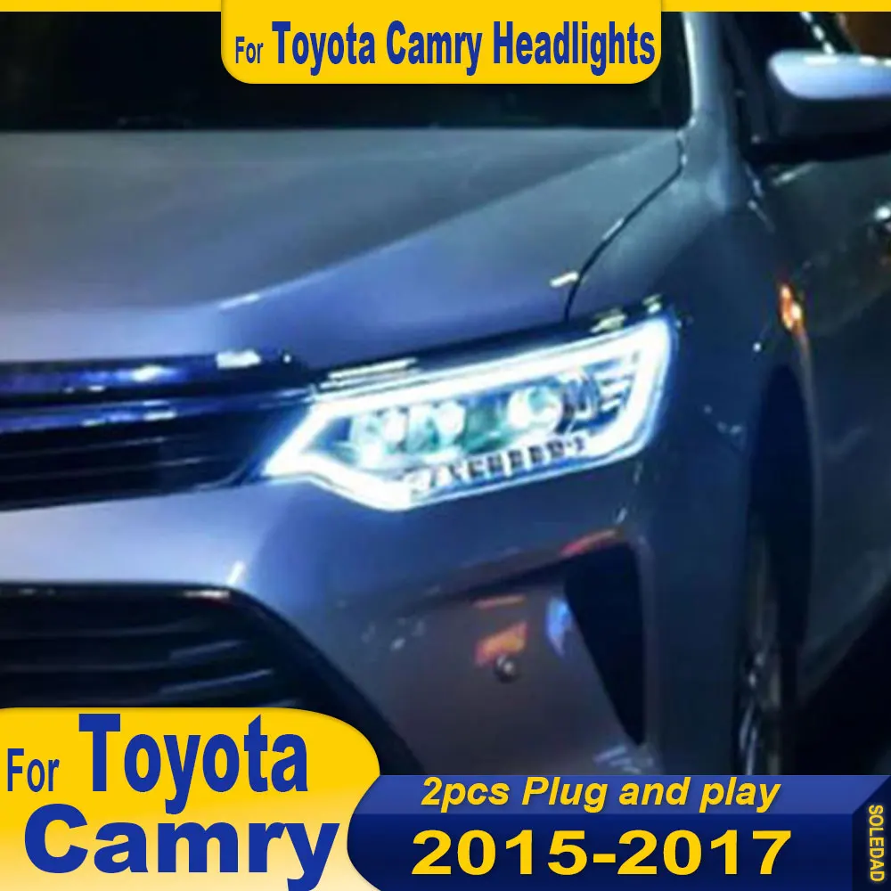 For Toyota Camry 2015 2016 2017 Headlights DRL Running lights Bi-Xenon Beam Fog lights angel eyes Auto