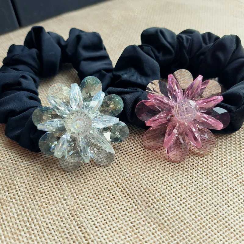 temperament Jade tender ring Crystal large flower flower headband Simple hair band