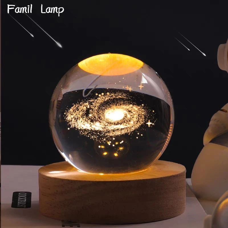 

LED Night Lights 3D Crystal Ball Lamp Solar System The Little Prince Light USB Warm Light Decoration Home Birthday Gift