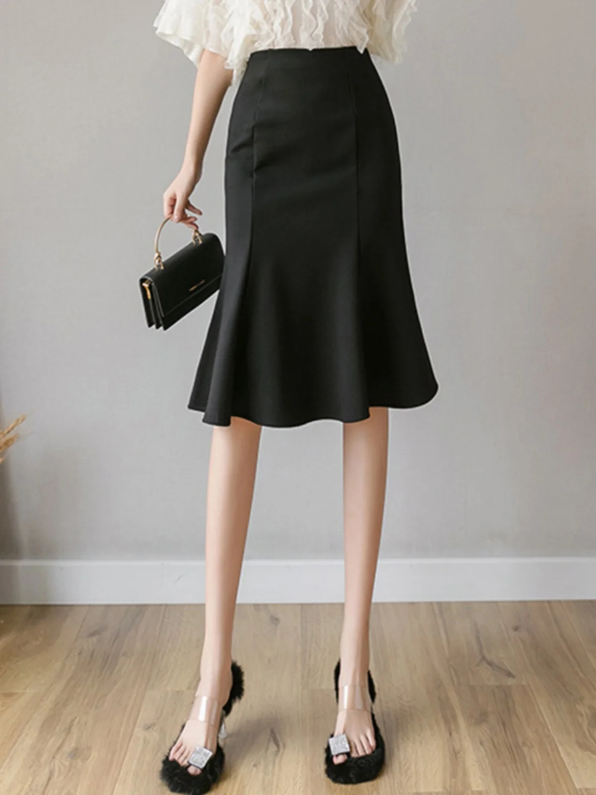 Black Fish Tail Skirt Women's 2026 New OL Personality One Step mid Length Body Skirt High Waist Loose Professional  Skirt