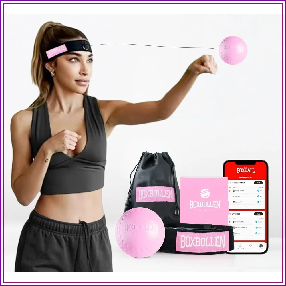 Interactive Boxing Reflex Ball for Home Workout - App-Connected Punch Counter, Hand Eye Coordination Training, Fun Gift for All Ages