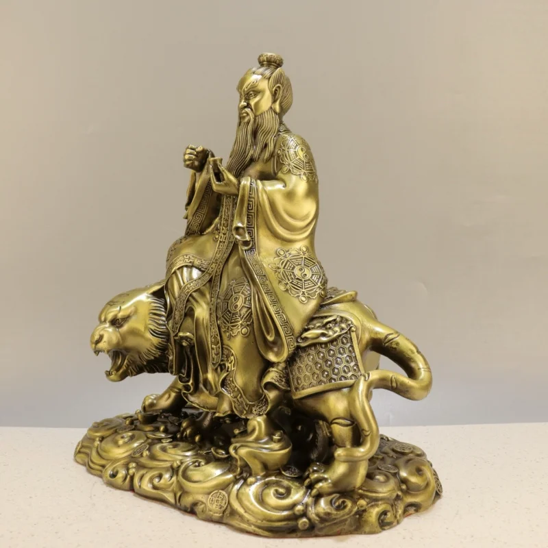 Brass statue of Tianshi, a true master monk with celestial eyes, seated figure of Zhang Daoling from Longhushan