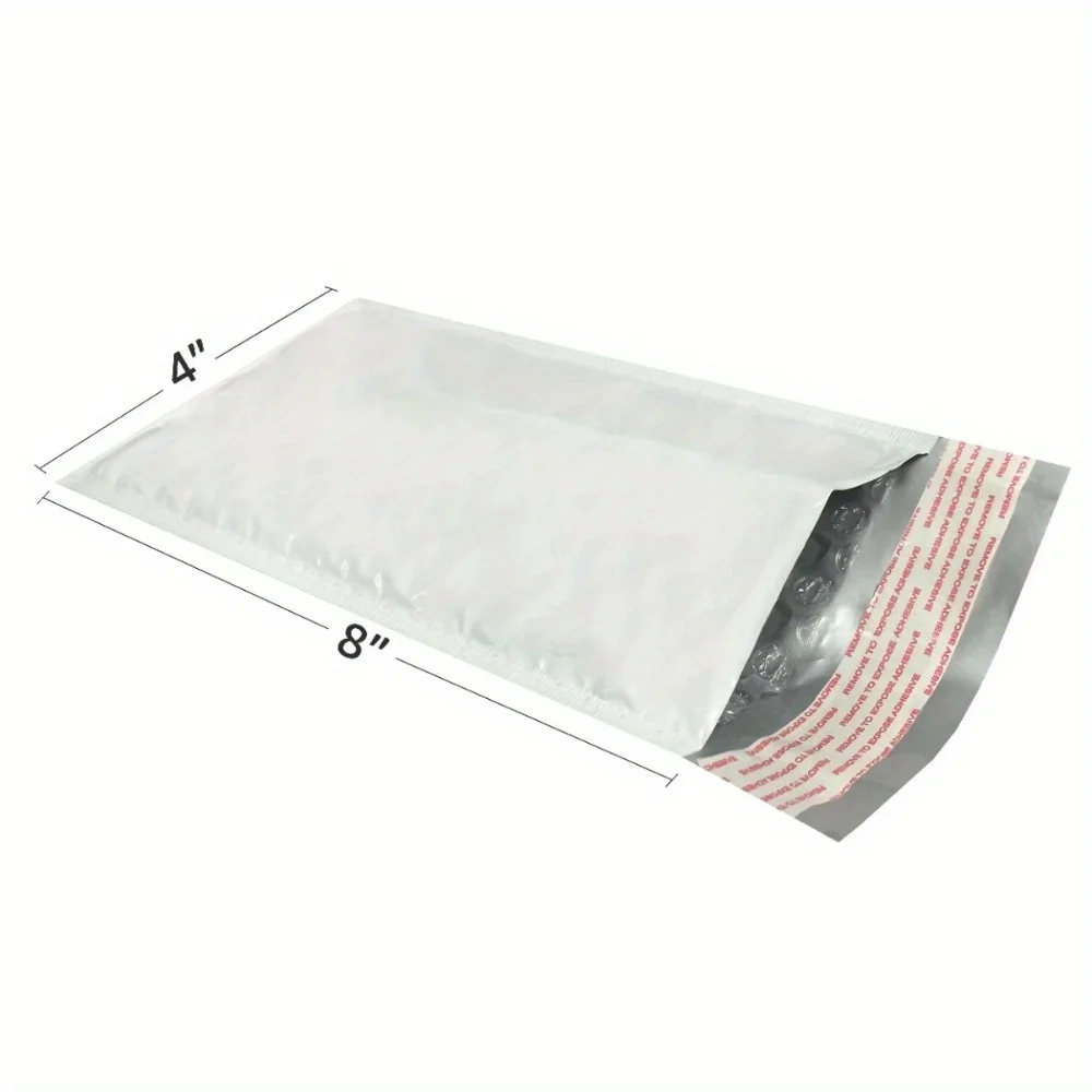 Poly Bubble Mailers for Small Businesses to Package and Mail Jewelry Cosmetics, White, (4 x 8 in), 150-Count