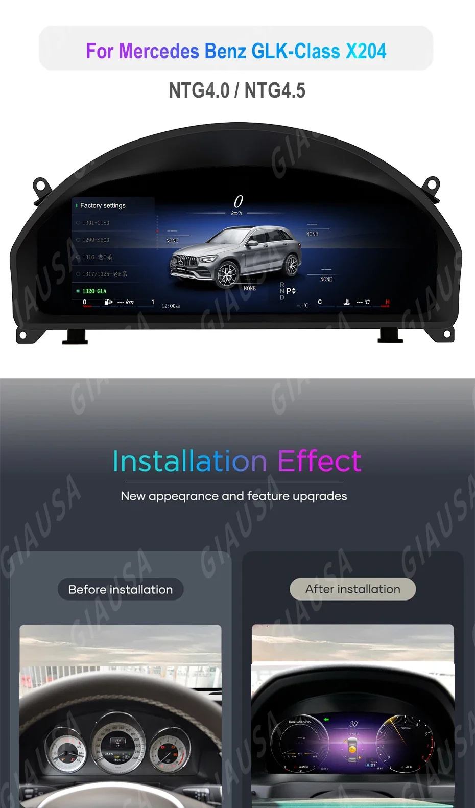 LCD Car Digital Cluster Instrument CockPit For Benz GLK X204 GLK350 GLK300 GLK280 C-Class W204 2008 - 2015 Speedmeter Dashboard