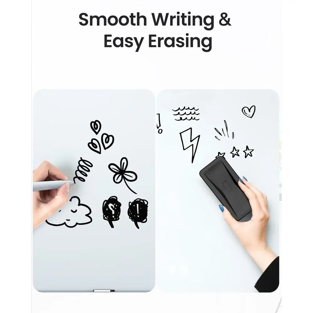 سبورة بيضاء زجاجية مغناطيسية بدون إطار مقاس 36 × 48 بوصة مع ملحقات للمنزل والمكتب والمدرسة #6