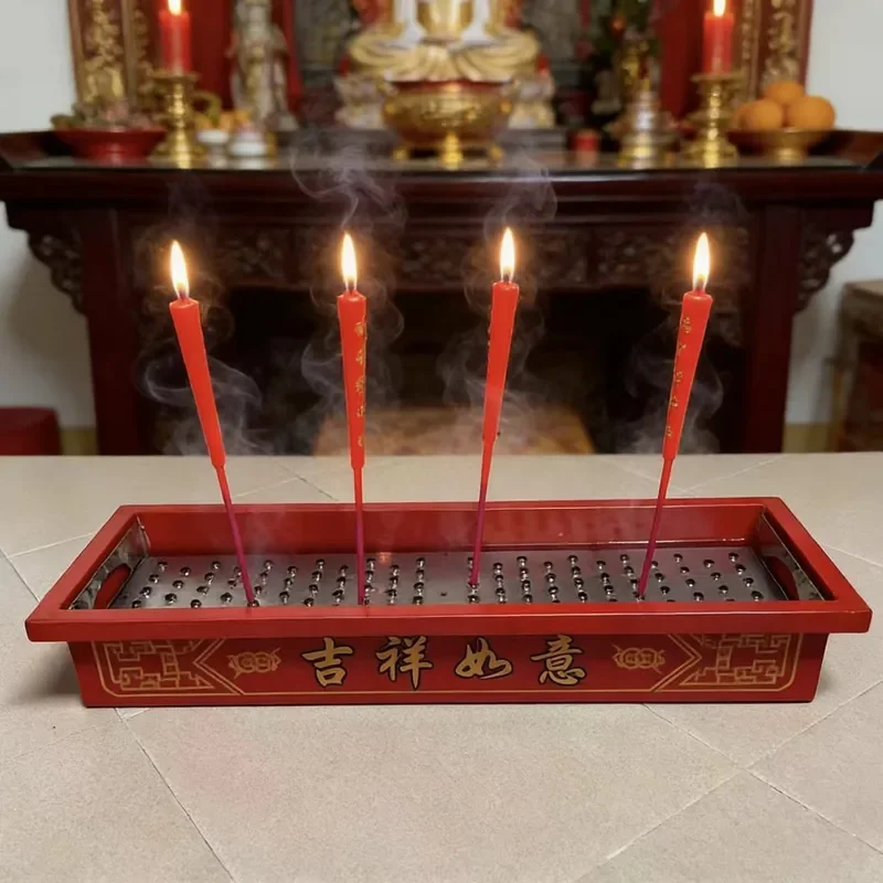 Chaoshan Style Red Thickened Stainless Steel Candle Holder Multi Hole Metal Stand for Water Floating Candles Home Decor