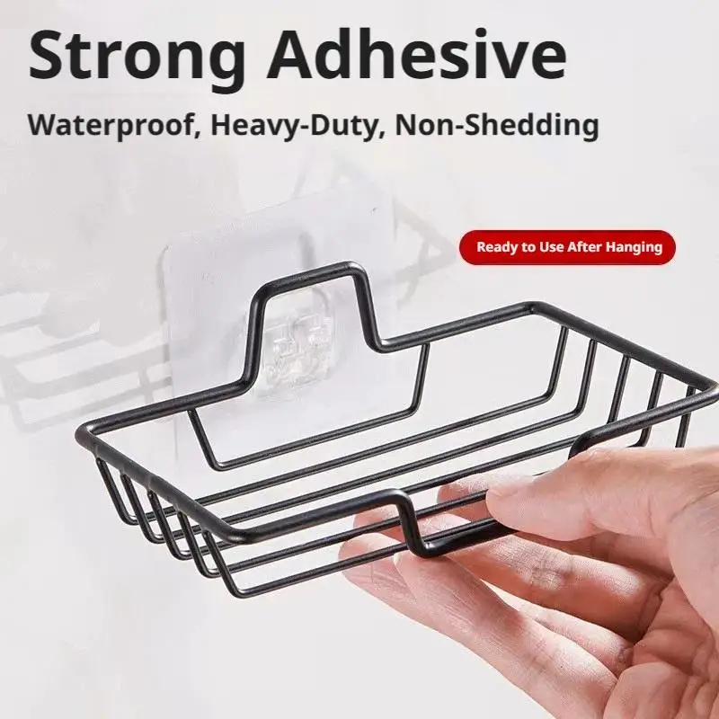 Stainless Steel Soap Holder Non-Punching Iron Storage Rack For Bathroom Handwashing Station Holder