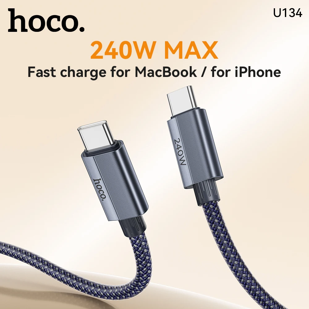 

HOCO 240W USB C to C Cable PD3.1 Fast Charging For Macbook Pro Laptop 48V5A PD Wired Cord For Sasmusng S23 S24 Type C Data Cable