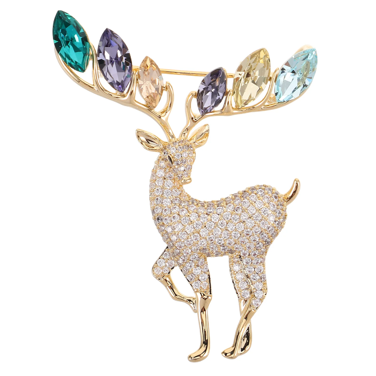 

Vintage Rhinestone Elk Brooch Christmas Reindeer Lapel Pin Elegant Animal Badge for Women Holiday Party Gift Reindeer Badge