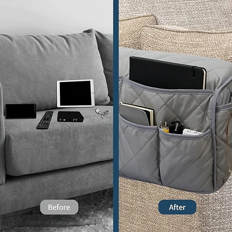 Sac de rangement pour accoudoir de canapé, support de télécommande TV, caddie latéral, organisateur de télécommande, accessoires de décoration élégants pour la maison
