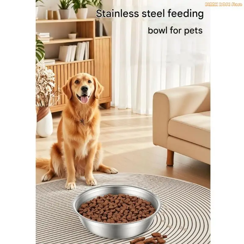 K1AE Practical Pet Bowl Shatter Proof Nonslip Feeding Station Stainless Steel Texture Suitable for Healthy Feeding Cats Dogs