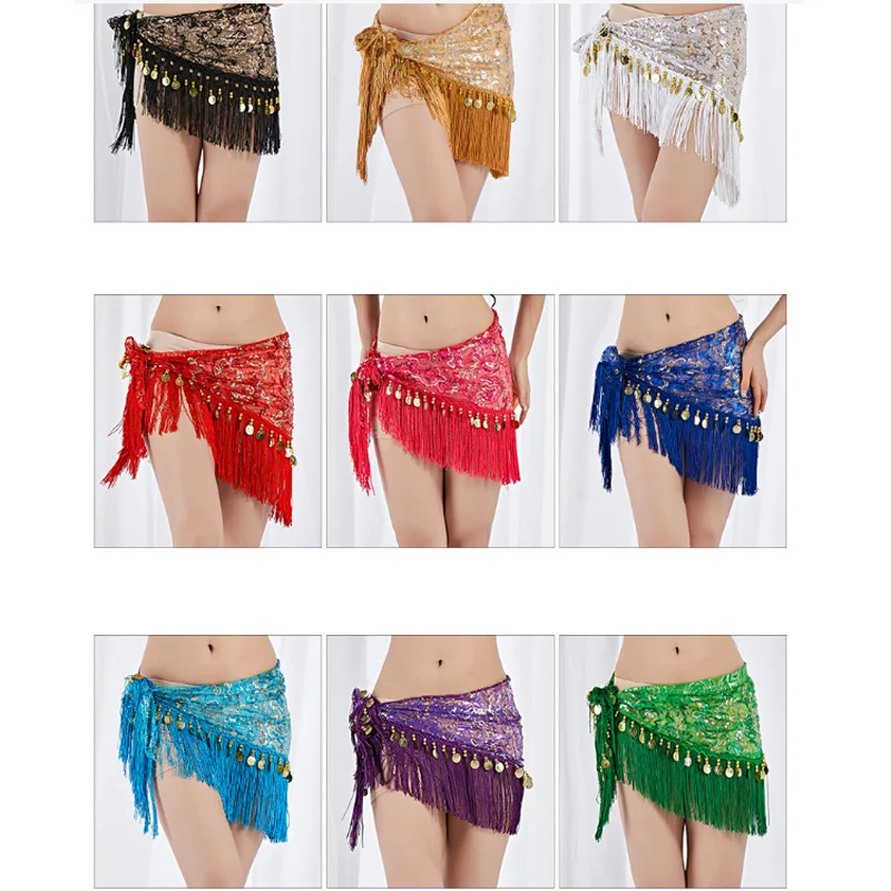 Female Belly Dance Hip Towel Waist Wrap Belt Women Oriental Dancing Hip Scarf Skirt Practice Lesson Wear Decor Costume Outfits