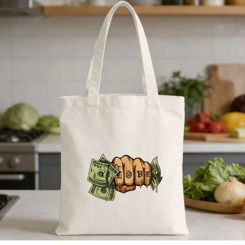 Street style graffiti letter print shoulder bag, trendy and versatile tote bag，Unique Street Art Bag for Casual Commuting，Large-