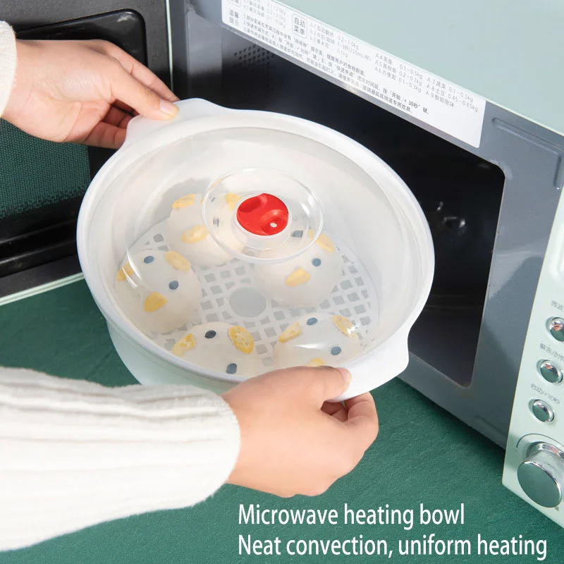 Microwave Oven with Lid Steamer Heating Bowl Food Silicone Material Steamer with Lid Steamer Lunch Box Steamer Plate Container