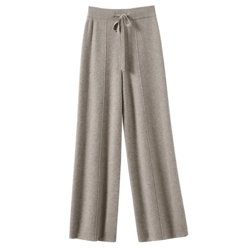 Autumn Korean Fashion Soft White Knit Wide-leg Pants Women's Winter Thick Wool Drop Casual Straight Pants Y2k Women Clothes