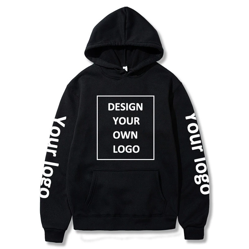 Custom Printing Hoodies Customized Logo Pattern Hooded Sweatshirts Fleece Lined Oversized Hoodie Unisex Solid Color Tops Outfits