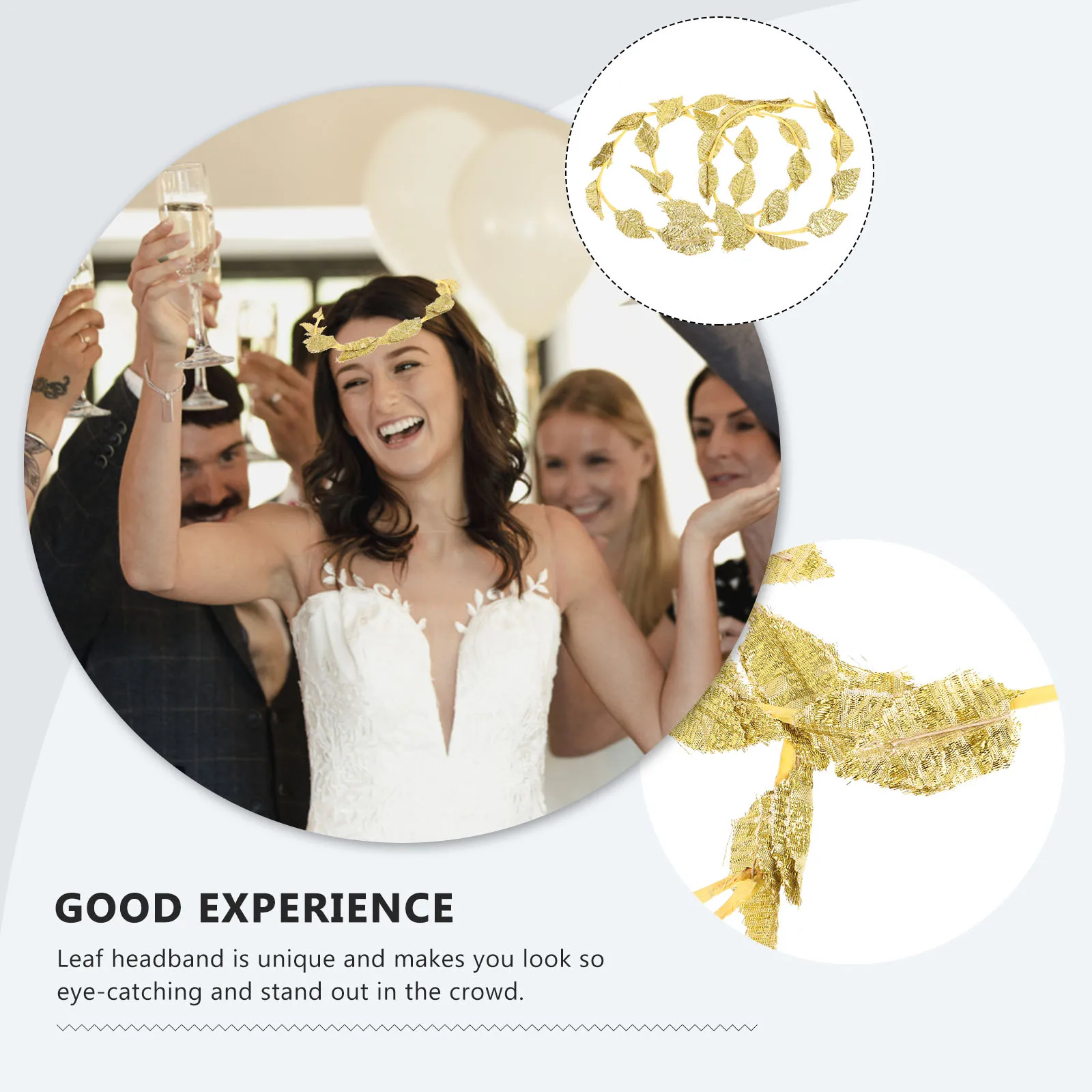 

3pcs Golden Garland Headdress Bridal Wreath Headband Greek Crown Roman Leaf Headpiece Halloween Bride Accessories Hair Tool