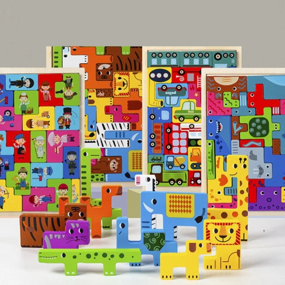 

Hot Selling Tetris Building Blocks Animal Creative Three-dimensional Puzzle Characters Cognitive Puzzle Thinking Training Game
