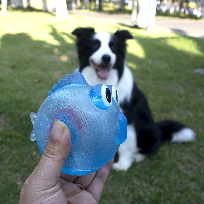 Hund Kauen Spielzeug Training Sound Silikon Ball Simulierte Fisch Form Hund Spielzeug Interaktive Reinigung Zähne Haustier Zubehör – Detail 2