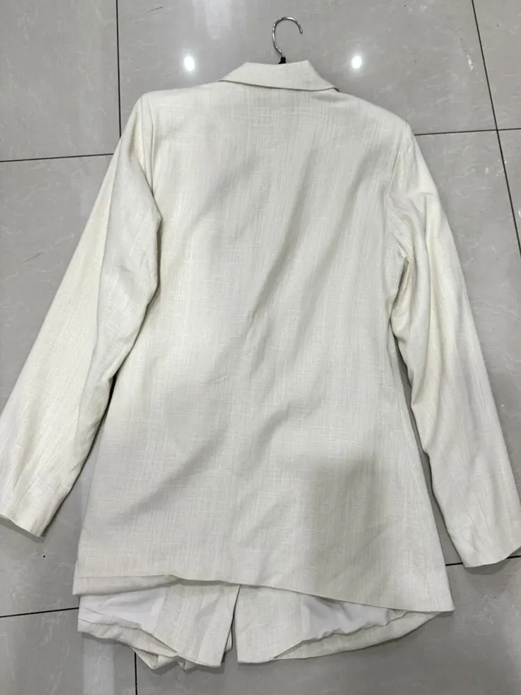 

Модный костюм-джат из чистого льна с завязками спереди и воротником для профессиональных женщин, весна-осень 2023, Новое поступление для поездок на работу, Sle...