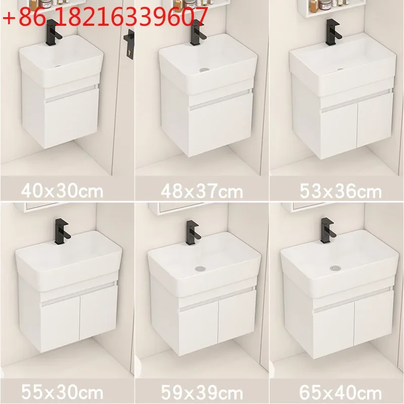 Wall-mounted wash basin, bathroom ceramic washbasin, multi-layer solid wood bathroom cabinet, washstand