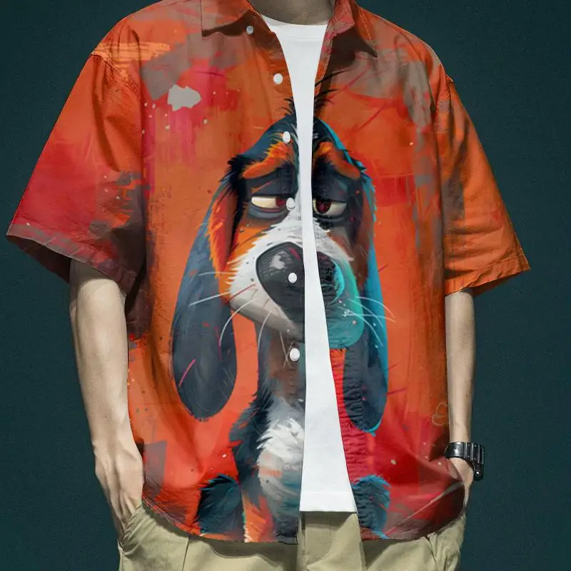 Camisa hawaiana de manga corta para hombre, camisa con estampado 3d de animales, divertida, informal, para vacaciones en la playa, verano, 2024