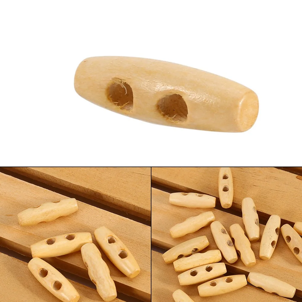 

50pcs Buttons Wood Color Wood Horn Buttons 30mm Wood 2-Hole Buttons 2-Hole Oval Buttons Coat Making
