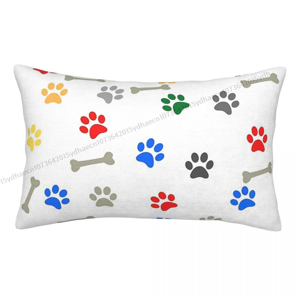 

Bones And Colorful Dog Footprint Pillow Case Cushion Covers Home Sofa Chair Decorative Backpack Covers