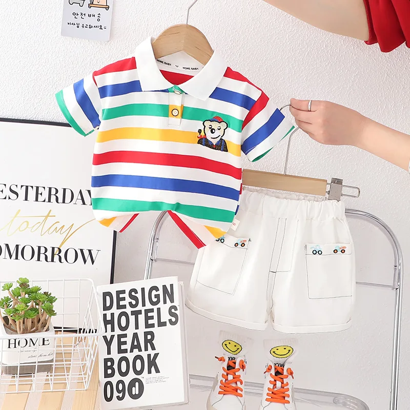 New Summer Baby Girl Clothes Suit Children Boys Fashion Striped T-Shirt Shorts 2Pcs/Sets Toddler Casual Costume Kids Tracksuits