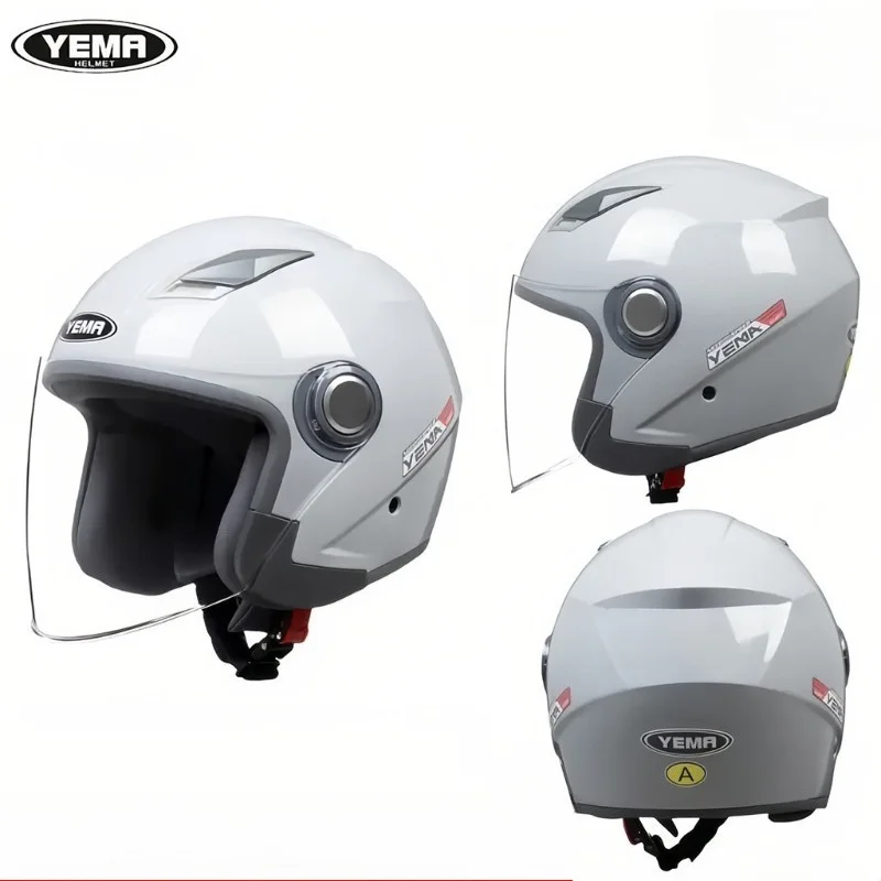 YEMA 626S Motorcycle Helmet 3/4 Open Face Helmet Long Visor Men Women Retro Scooter Electric Bike Urban Riding Helmet