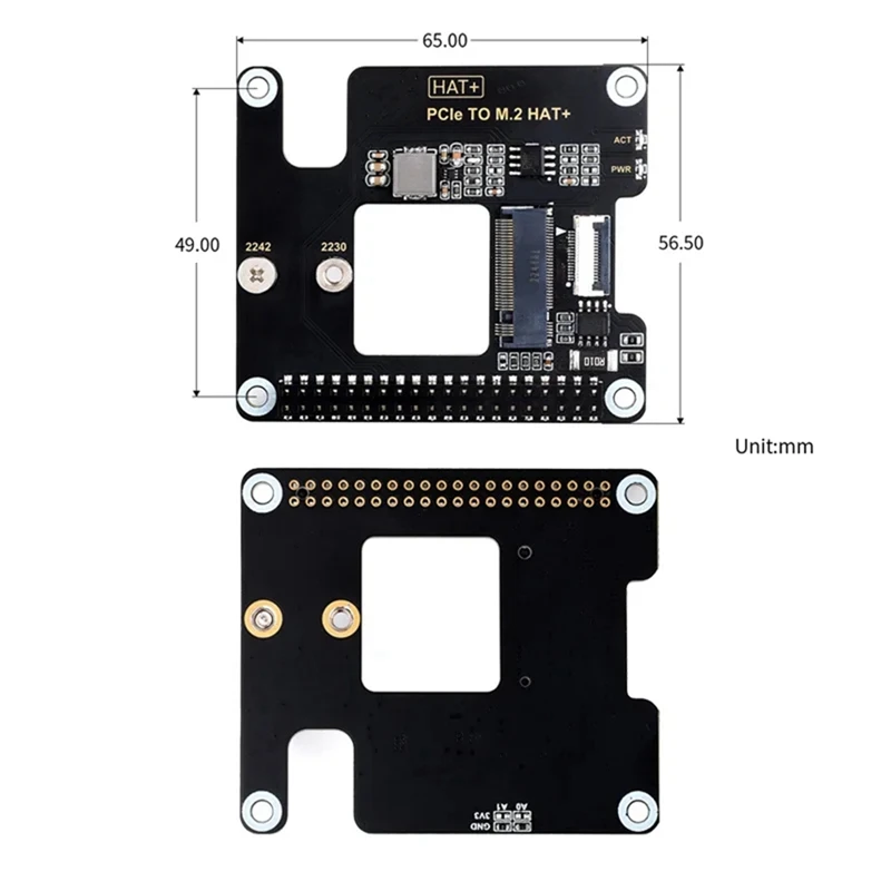 1 PCS For Raspberry Pi 5 Pcie To M.2 HAT NVME High Speed Expansion Board Black Plastic+Metal Support Active Cooler