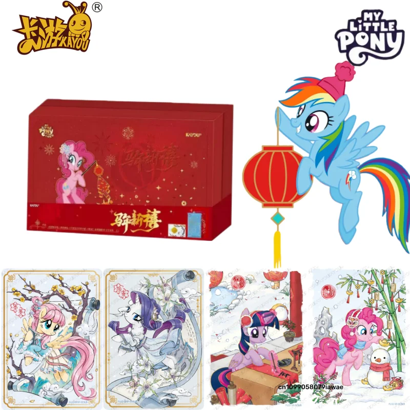 

KAYOU Оригинальные Новые Коллекционные Карты My Little Pony: Новогодний Подарочный Набор с Карточками-Подставками, Аниме-Мерч, Детский Праздничный Подарок