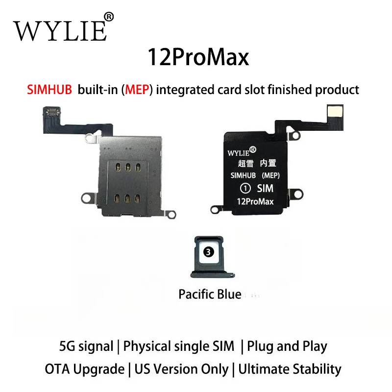 WYLIE SIMHUB Built in MEP Integrated Card Slot Finished Product for IPhone 12 Series US Version Only 5G Signal Physical