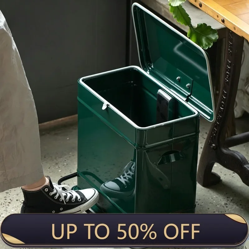 Home Trash Can Metal Waste Bins Luxury Kitchen Food Waste Trash Bin Modern Creative Bathroom Accessories Wastebasket with Lid