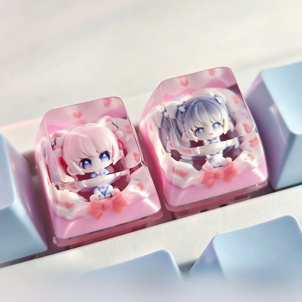 Cute Anime Keycaps Custom Resin Point Keycap Cherry 3D Personality Keyboard Cap Mechanical Keyboard Accessory Artisan Keycaps