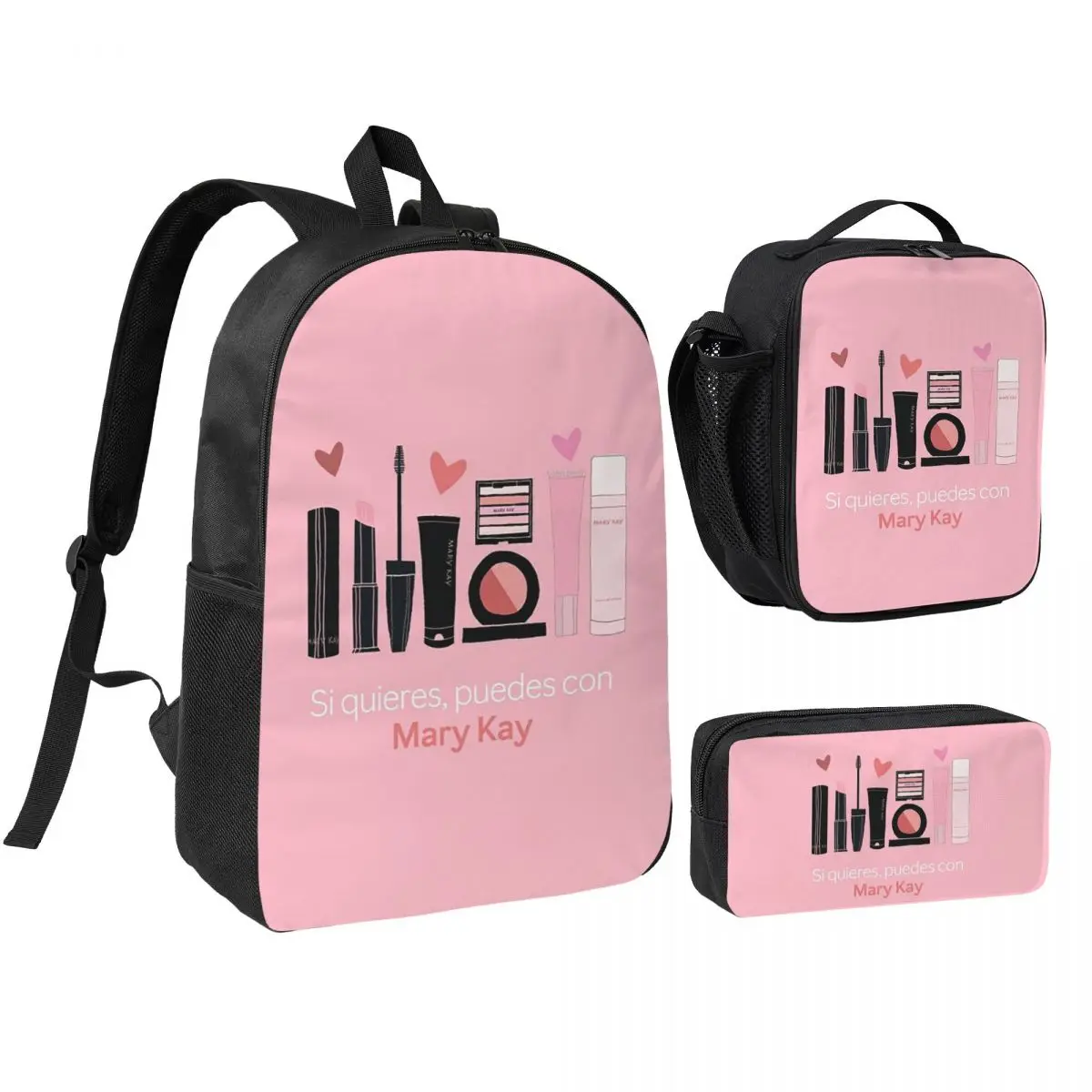 Mochila escolar mary kay para estudantes, meninos e meninas, bolsa escolar para computador, bolsa de ombro, 3 peças, bolsa térmica para almoço, estojo para lápis