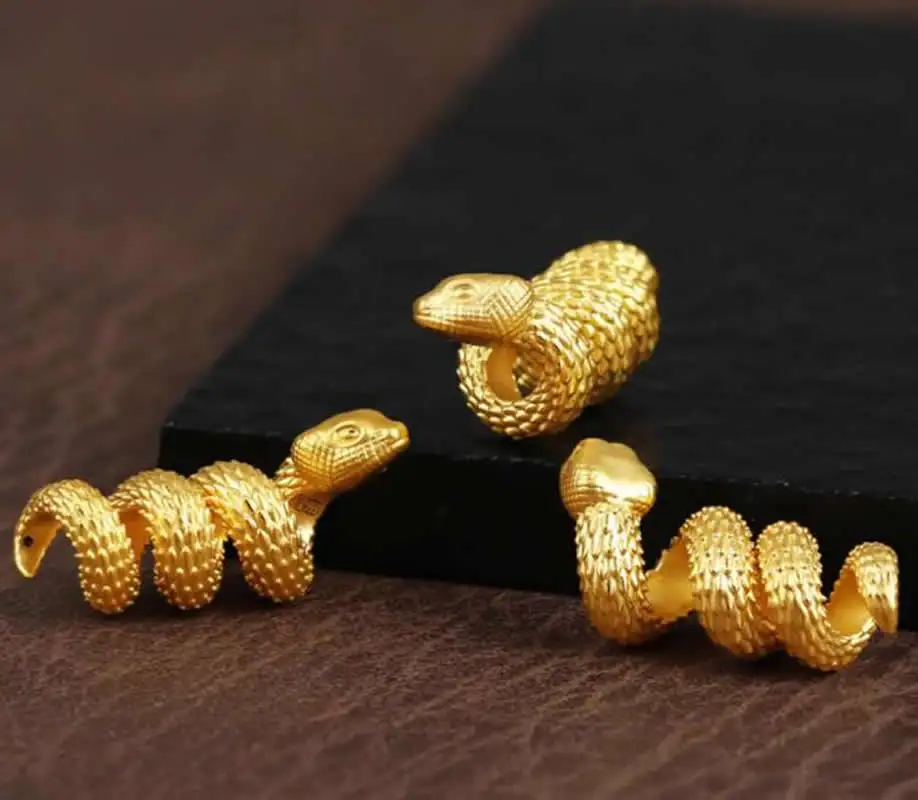 New 24K Yellow Gold Bracelet Women 999 Gold Zodiac Snake Bracelet 1pcs