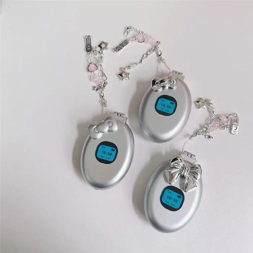 Plastic Flip Phone Air Cushion Comb Bag Charm Folding Make-up Mirror Retro Millennium Style Y2k Pendant Women Girls