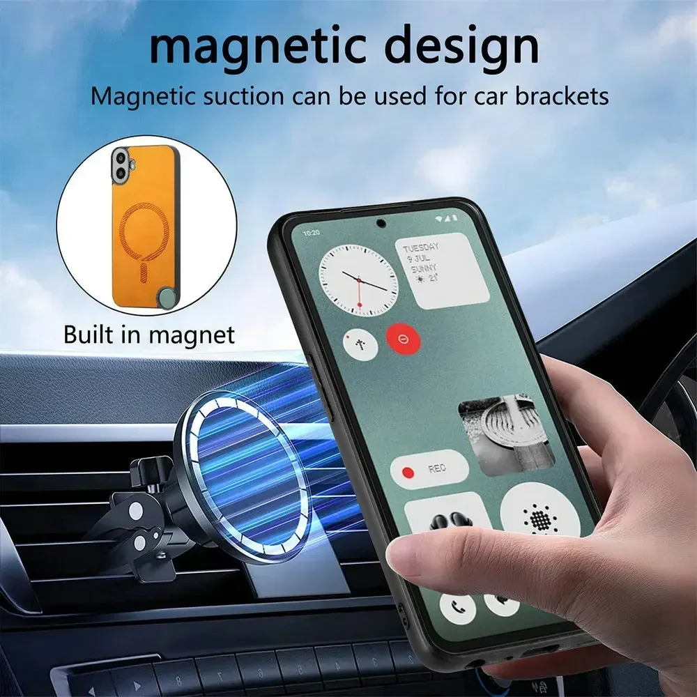 For Nothing CMF Phone 1 2 Pro 3a 4a Luxury Case Magnet Leather Back Panel Wireless Charge Bumper Nothing CMF Phone1 2A + 5G Capa