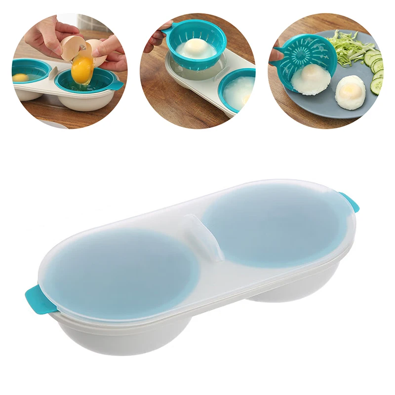 Nuevos cazadores de huevos perfectamente cocidos, taza para caldera de huevos, sartén, cocina, juego de cocina para huevos al vapor, herramientas de cocina dobles, horno microondas