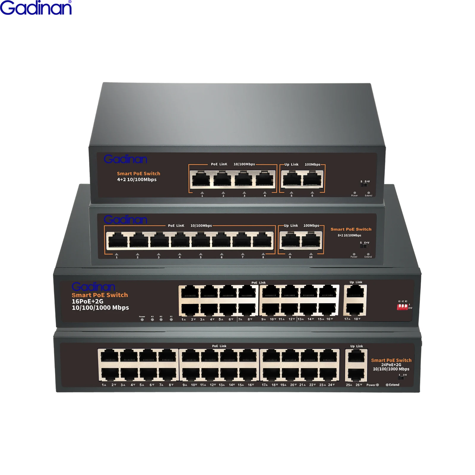 4/8/16/24 Ports 48V POE Switch 100mbps/1000mbps Gigabit For NVR IP Camera/Wireless AP/CCTV Cameras System Kit Ethernet Switch