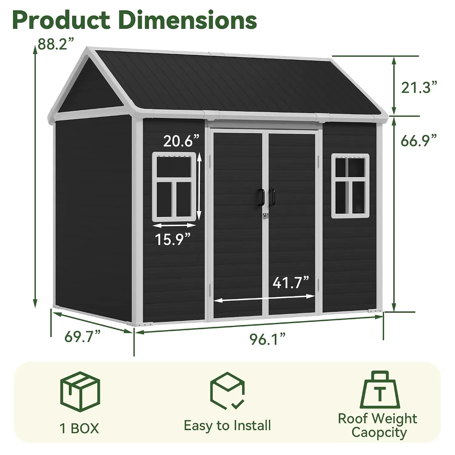8x6 FT Outdoor Storage Shed，Resin Shed with Floor for Backyard, Customized