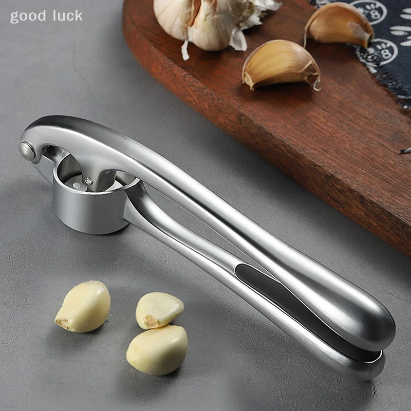 Garlic Press Set - Rust Proof & Dishwasher Safe Professional Garlic Mincer Tool, Silicone Garlic Peeler & Brush
