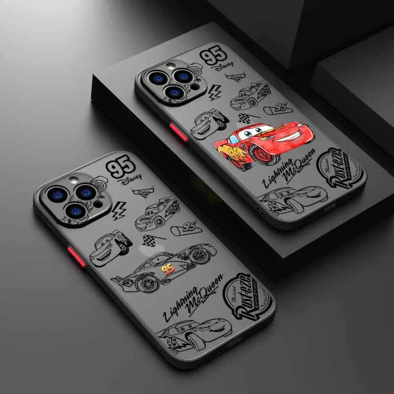 Cars Lightning McQueen 95 For iPhone 17 17Air 16E 16 15 14 13 12 11 mini Pro Max Plus Frosted Transl