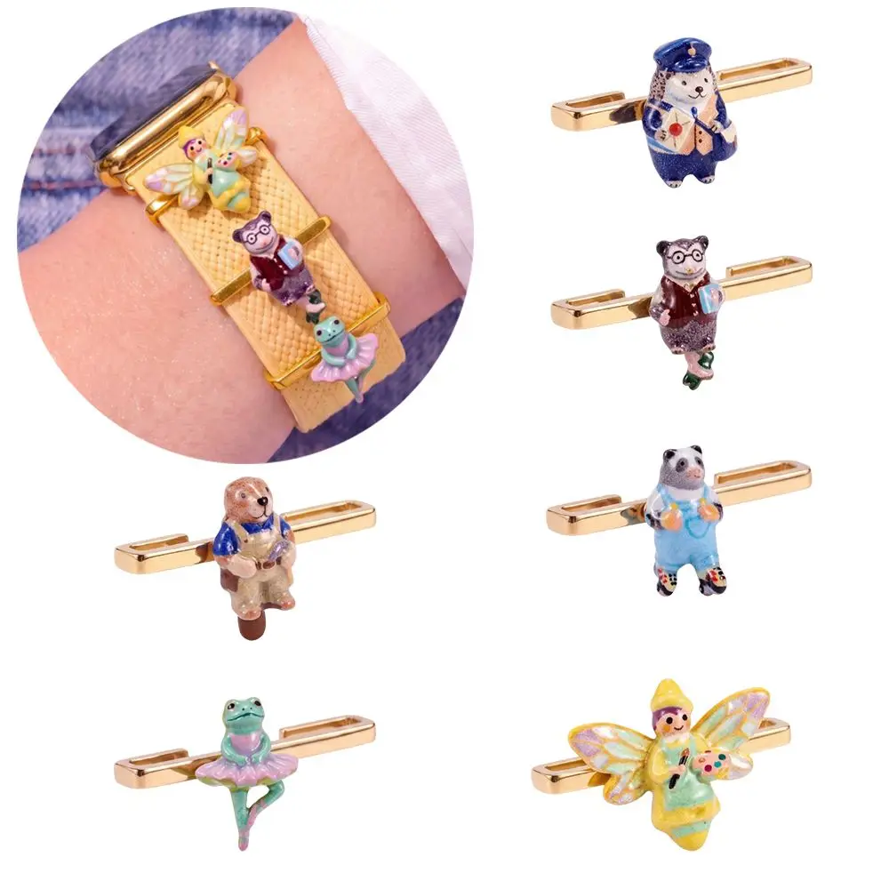 Enamel Animal Watch Strap Pendant Sliding Charm Career Animal Watch Band Decorative Bead Gold Tone Bar for Whoop 5.0/5.0 MG/4.0
