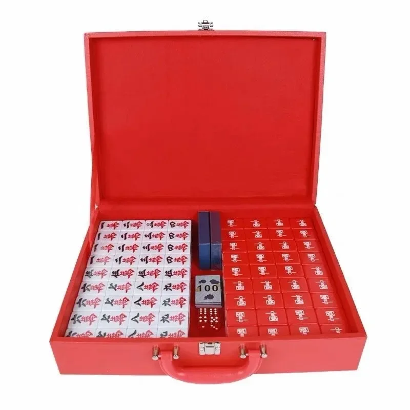 China Majiang Mahjong Set And Packaging Leather Box Suit Case Set Majiang Box Majiang Set Mahjong Gift